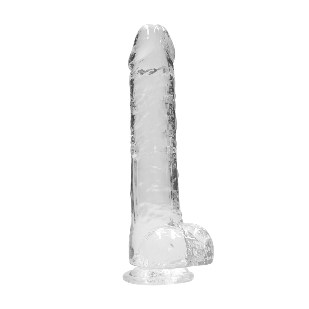 RealRock Crystal Clear – maszyna intymna z anatomicznymi kulkami 25 cm, przyssawka