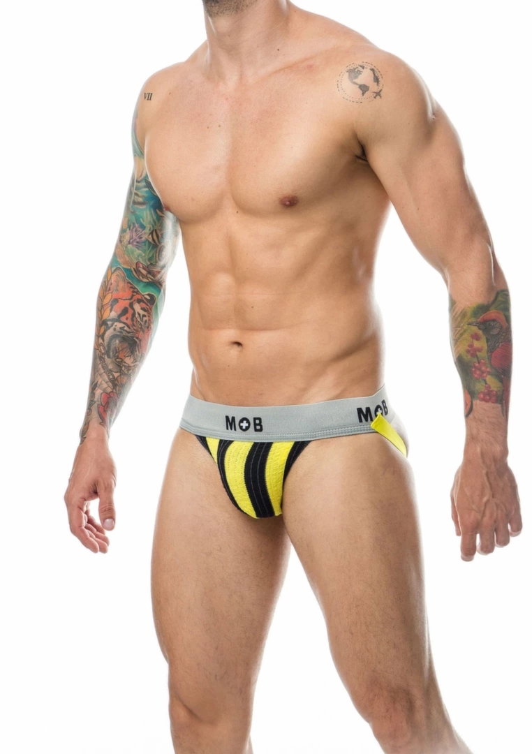 MOB Stripe Classic Jock sportowy pas z bawełnianą kieszenią czarny, wytrzymałe paski