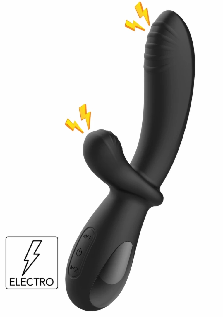 She.E.O eStim G-Spot Vibrator dwusilnikowy, silikon przewodzący, 5 E-Stim, fioletowy