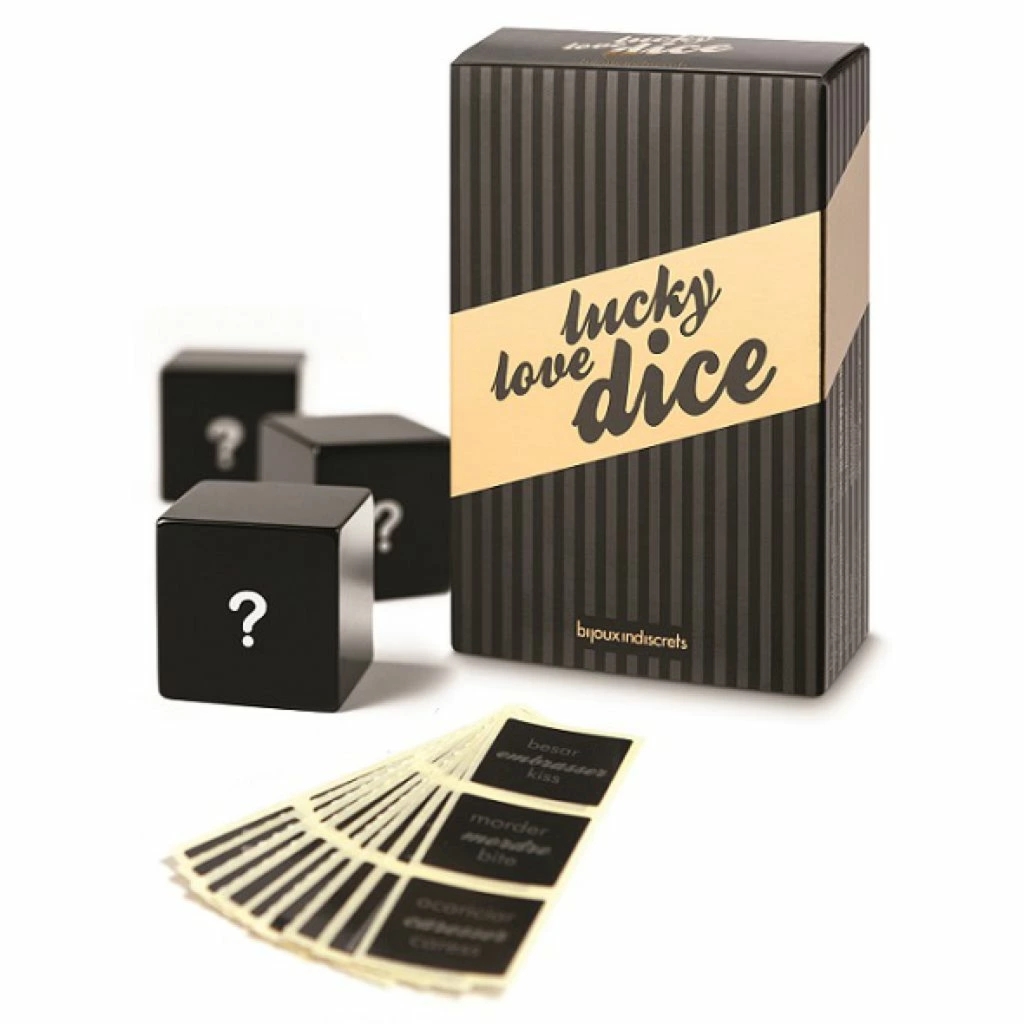 Bijoux Indiscrets Lucky Love Dice – komplet 3 wielokolorowych kostek do gry z symbolami