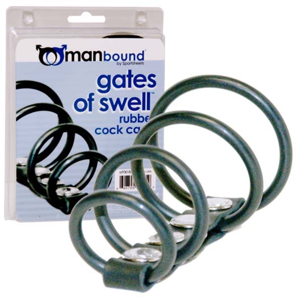 SexShop - Manbound Gates of Swell Rubber Cock Cage – Klatka na członka