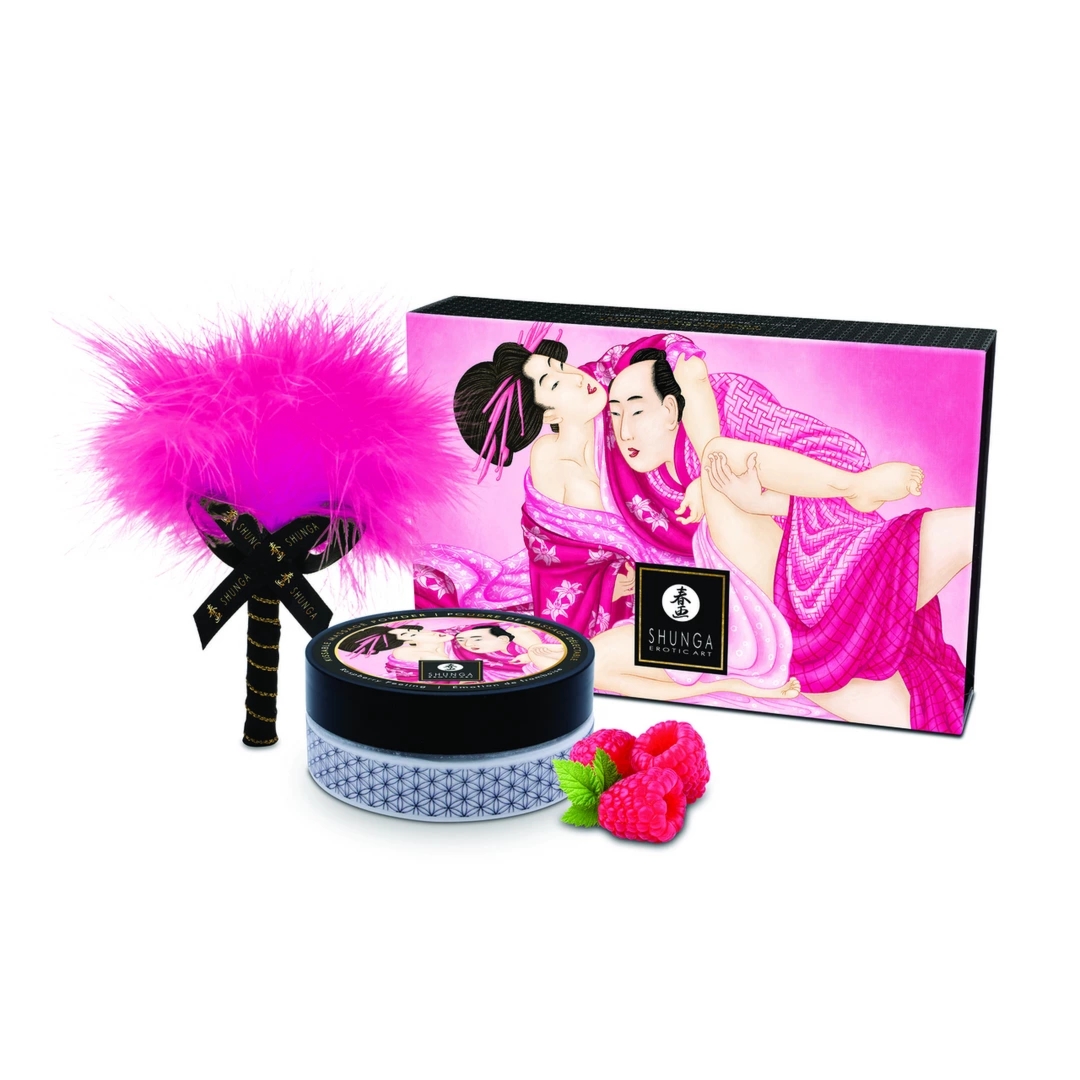 Bijoux Indiscrets Raspberry Feeling Puder do masażu ciała 75g z malinowym aromatem i puszystą pacynką