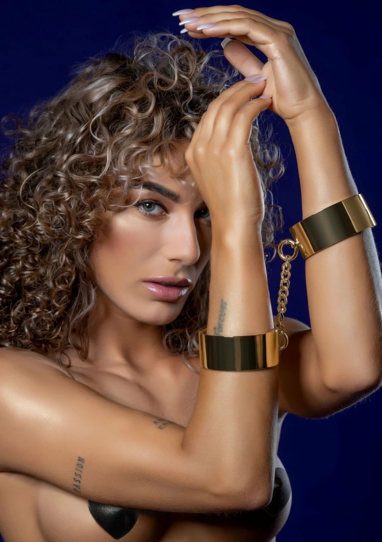 TABOOM Dona Wrist Cuffs metalowe kajdanki na nadgarstki, regulowane, kolor rose gold
