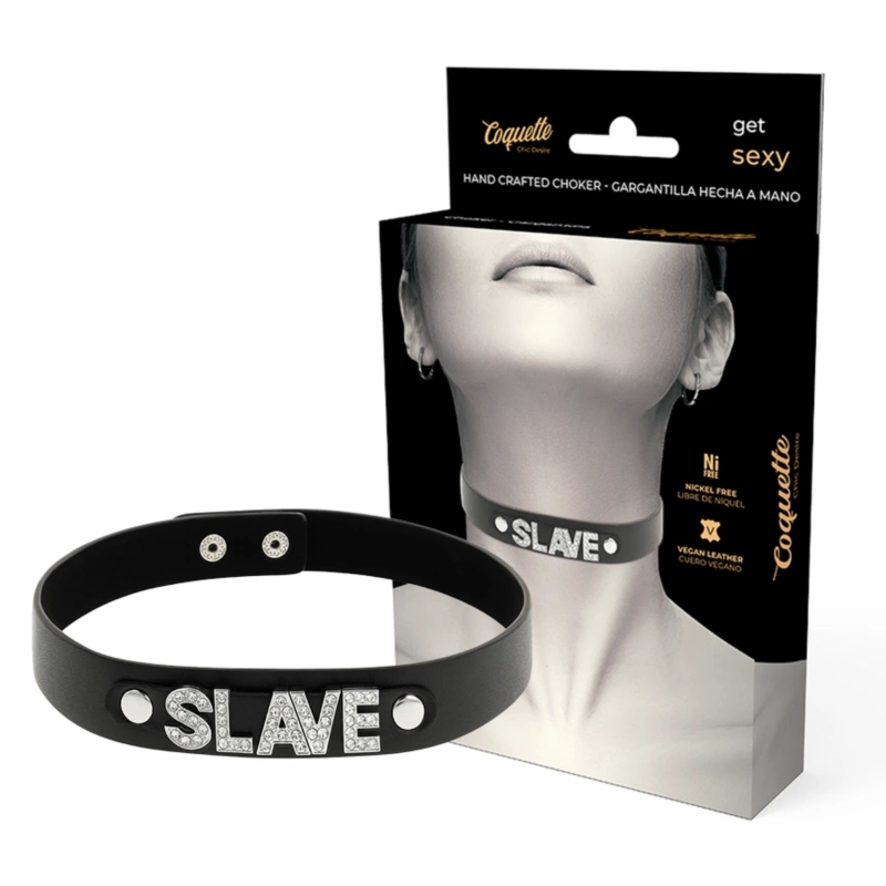 Coquette Chic Desire Choker Wegański Skorzany Regulowany Czarny One Size – Minimalistyczny Design