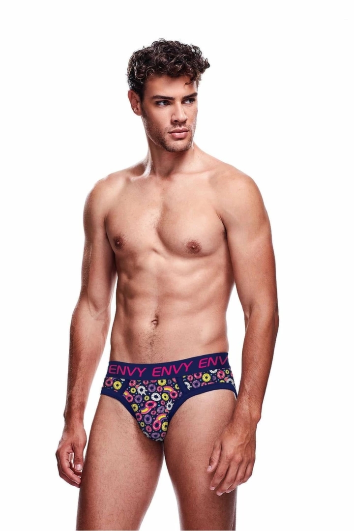 ENVY Unicorn & Donuts Brief L/XL – kolorowe slipy z nadrukiem jednorożców i donutów, granatowe, L/XL