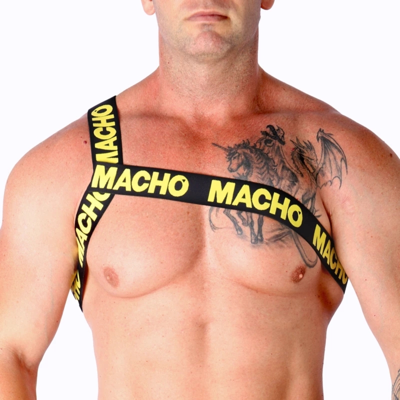 Macho Szelki rzymskie elastyczne żółte S/M – stylowa uprząż unisex, regulowana