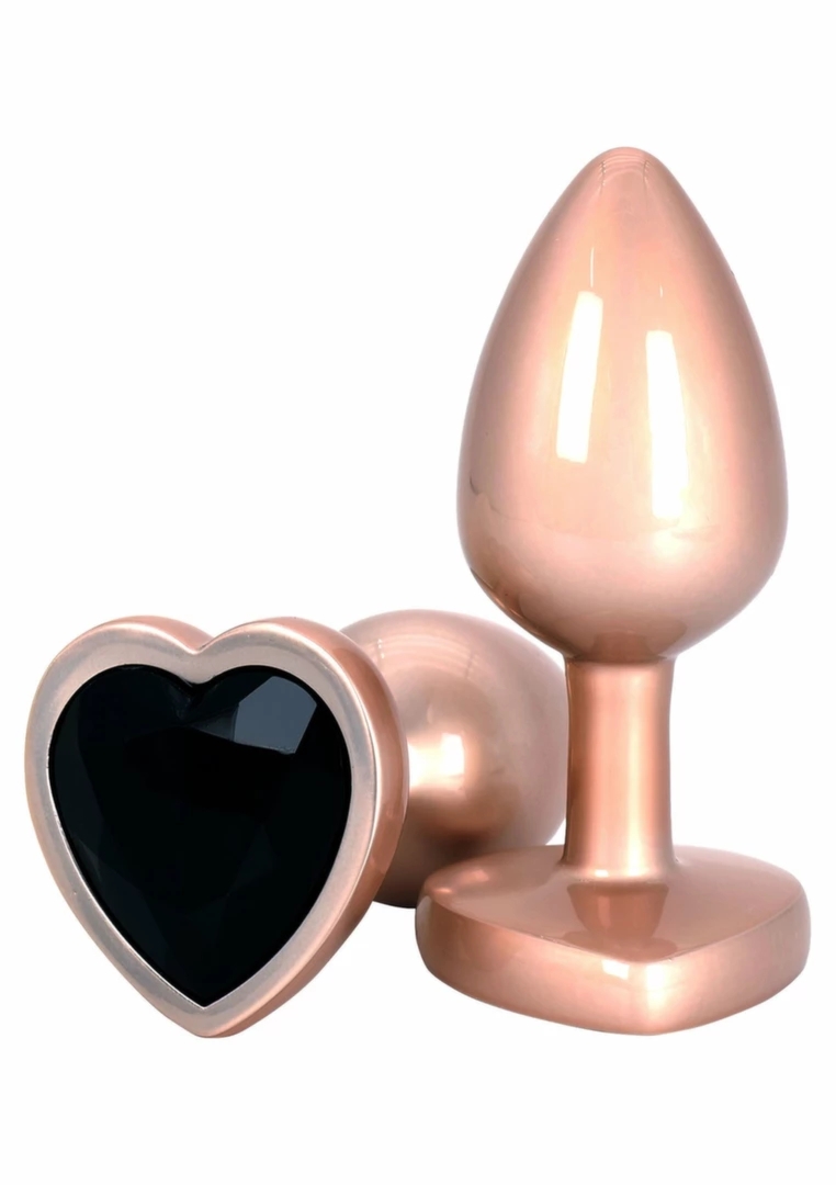 ToyJoy HAPPINESS Time To Shine aluminiowy plug z kryształem serce S, srebrny, gładka powierzchnia