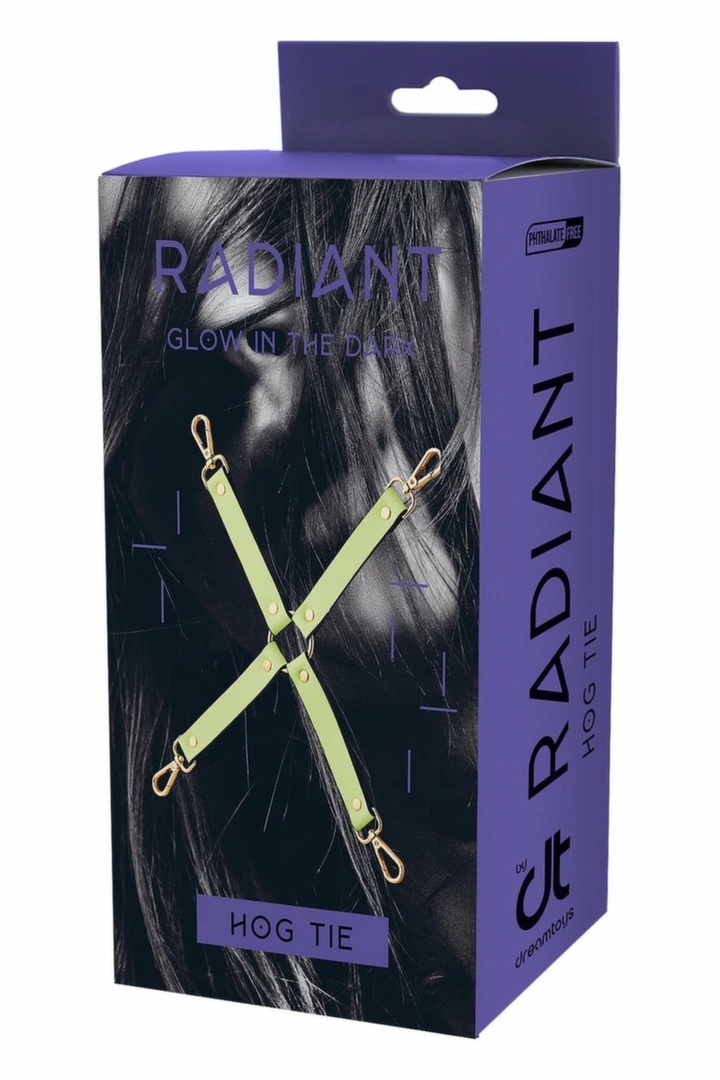 Dream Toys Radiant Hog Tie – świecący w ciemności system wiążący, zielony, 4 zapięcia