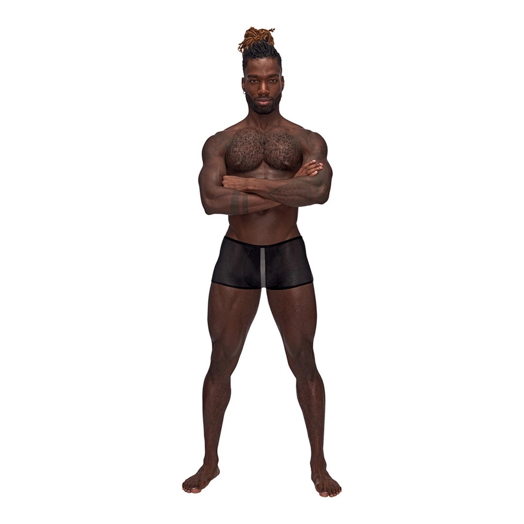 Male Power Landing Strip Mini Short XL czarne szorty z matowymi detalami onyks, elastyczny pas