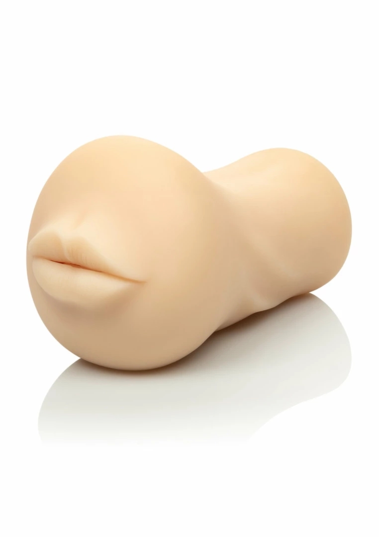 CalExotics Stroke It Mouth – anatomiczna maszyna intymna PureSkin TPR, 18 cm, zamknięta komora