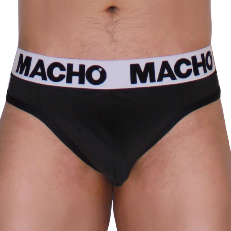 MACHO MTG002 stringi męskie czarne S – anatomiczny krój, lycra, podwójne paski, oddychające