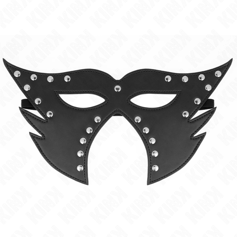 KINK Maska Kota Model 2 czarna 29x15 cm – regulowana ekoskóra, metalowe nity, stylizowana