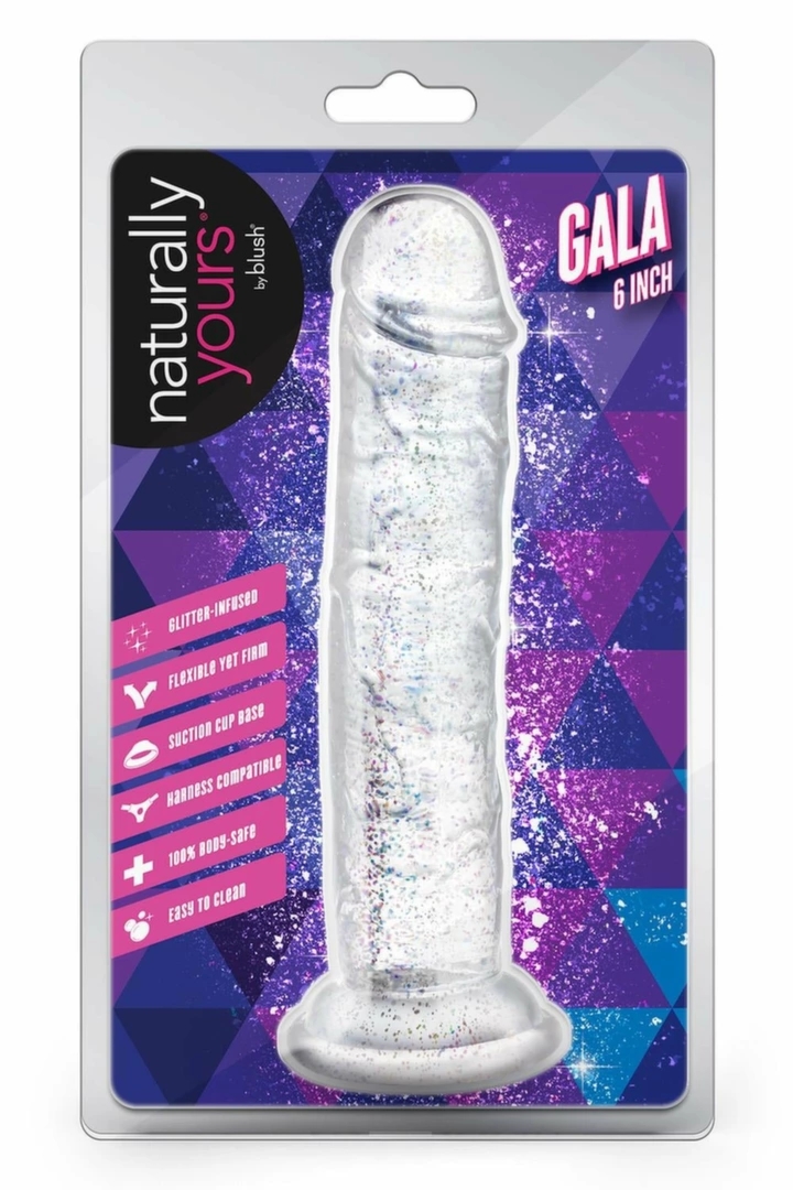NATURALLY YOURS Gala Sparkling Clear 15,2 cm transparentny model z brokatem, przyssawka
