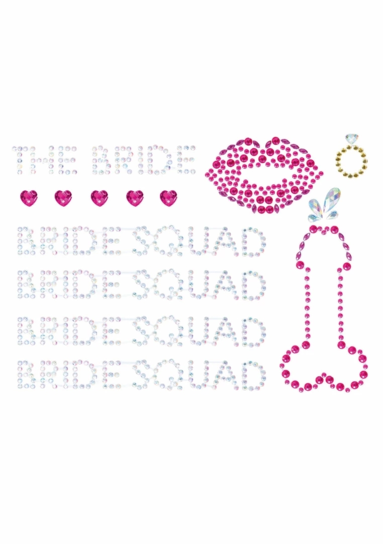 Leg Avenue Bride Squad kryształowe ozdoby samoprzylepne na ciało i twarz, imprezowe, uniwersalne