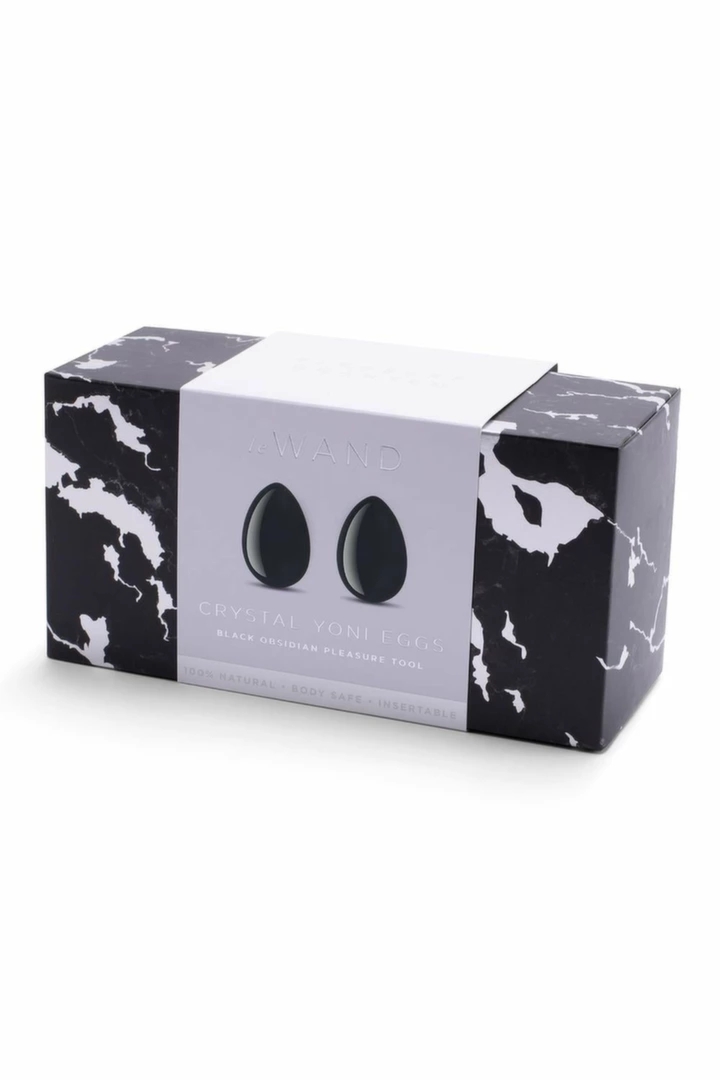 Le Wand Crystal Yoni Eggs Black Obsidian, zestaw do ćwiczeń mięśni dna miednicy, obsydian