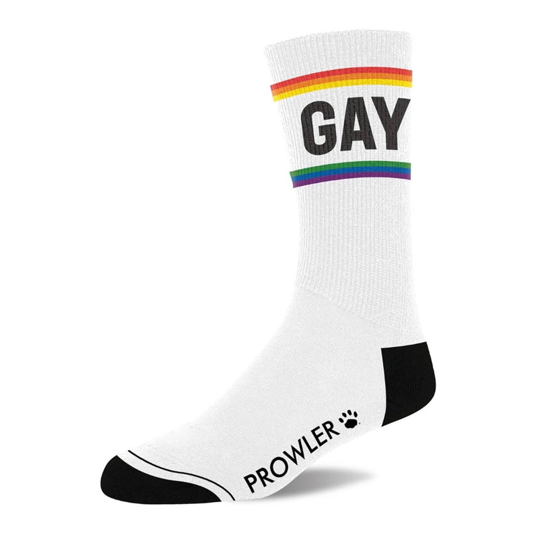 Prowler Skarpety Pride Rainbow – tęczowe paski, czarne wykończenia, unisex, uniwersalny rozmiar