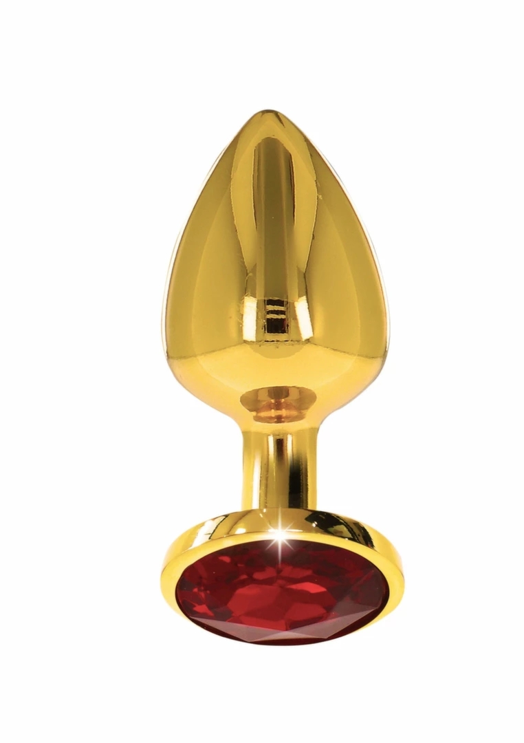 Taboom Plug With Diamond Jewel M ergonomiczny złoty model z czerwonym kryształem, aluminium