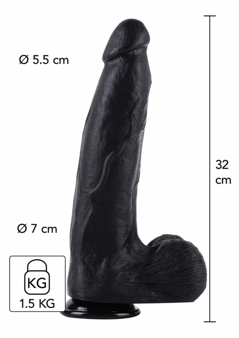 HIDDEN DESIRE Extreme Dong 32 cm model XXL, anatomiczny kształt, szeroka podstawa, PVC