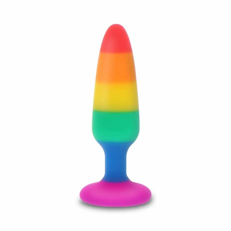TOYJOY Pride Twink Plug Medium silikonowy 8,5 cm tęczowy, ergonomiczny design
