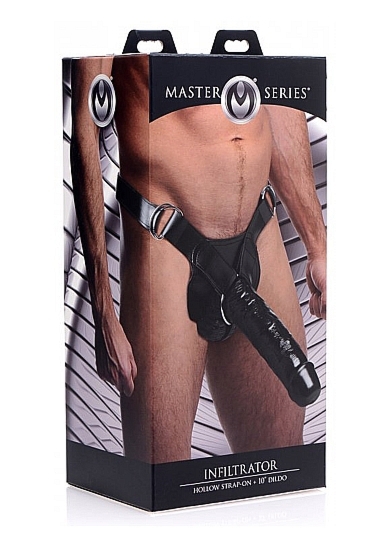 Powiększająca nakładka na penisa na uprzęży Infiltrator czarna AF233 - Infiltrator Hollow Strap On