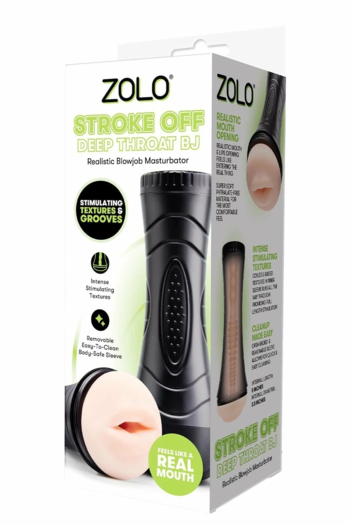 ZOLO Stroke Off Deepthroat BJ maszyna intymna z teksturą spiralną i żebrowaną, 24 cm