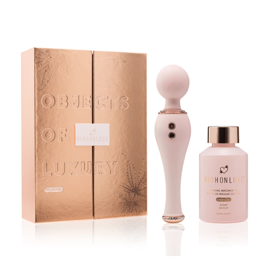 HighOnLove Objects of Luxury Gift Set CBD – zestaw prezentowy z masażerem i olejkiem CBD
