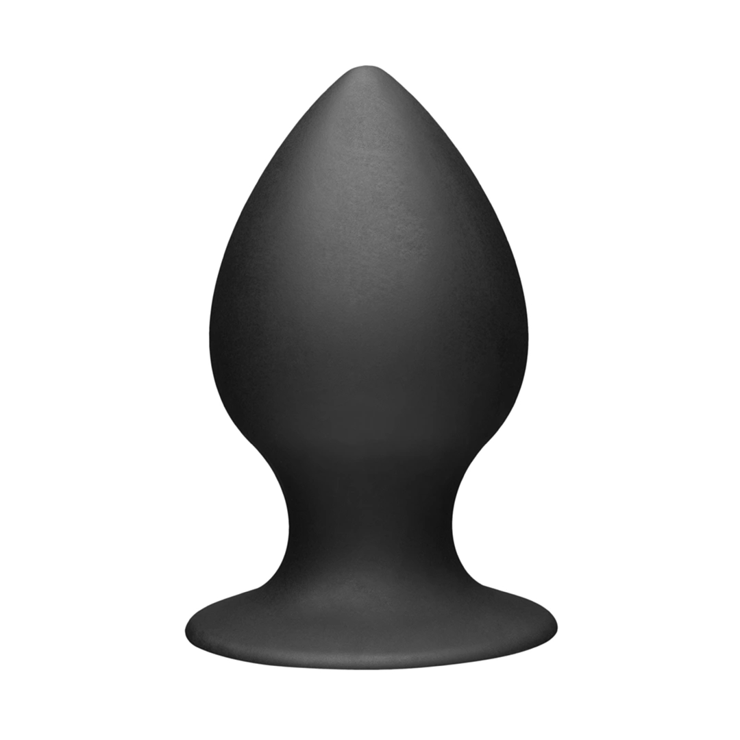 XR Brands Korek anatomiczny silikonowy XL, szeroka podstawa – czarny, medyczny silikon, ergonomiczny