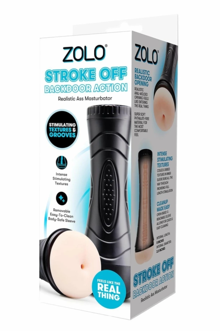 ZOLO Stroke Off Backdoor Action maszyna intymna z spiralną teksturą i ergonomicznym chwytem 24 cm