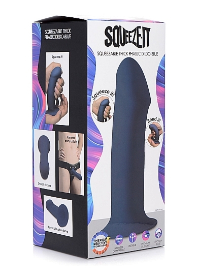 Sprężyste Termo Dildo Silexpan - Squeezable Thick Phallic Dildo - niebieskie AG473-BLUE