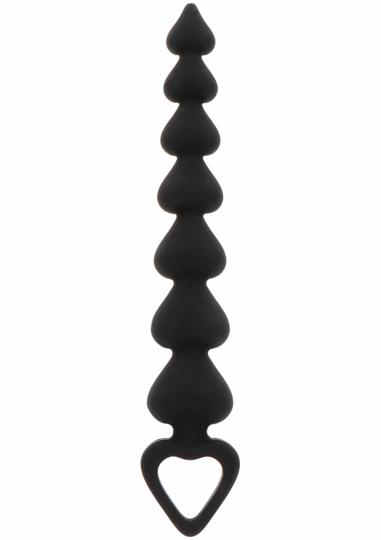 TOYJOY Heart Beads – silikonowe koraliki intymne z uchwytem serce, 7-stopniowe