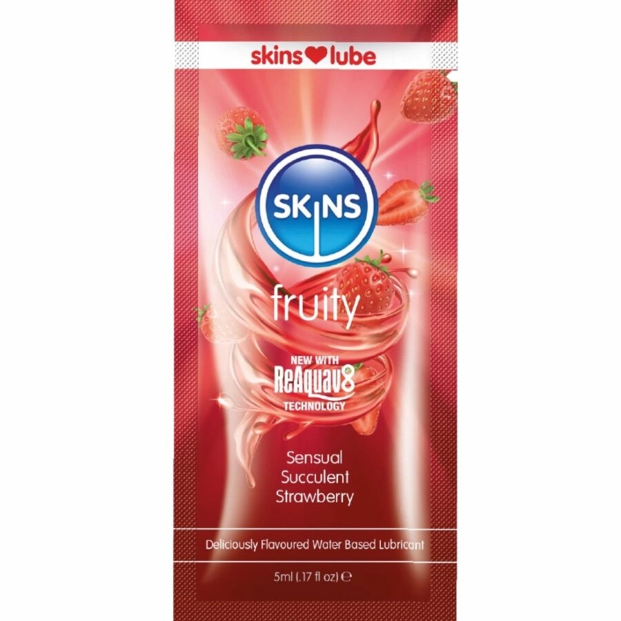 Skins Fruity Lubrykant wodny Truskawkowy 5 ml – jednorazowa saszetka, naturalny aromat