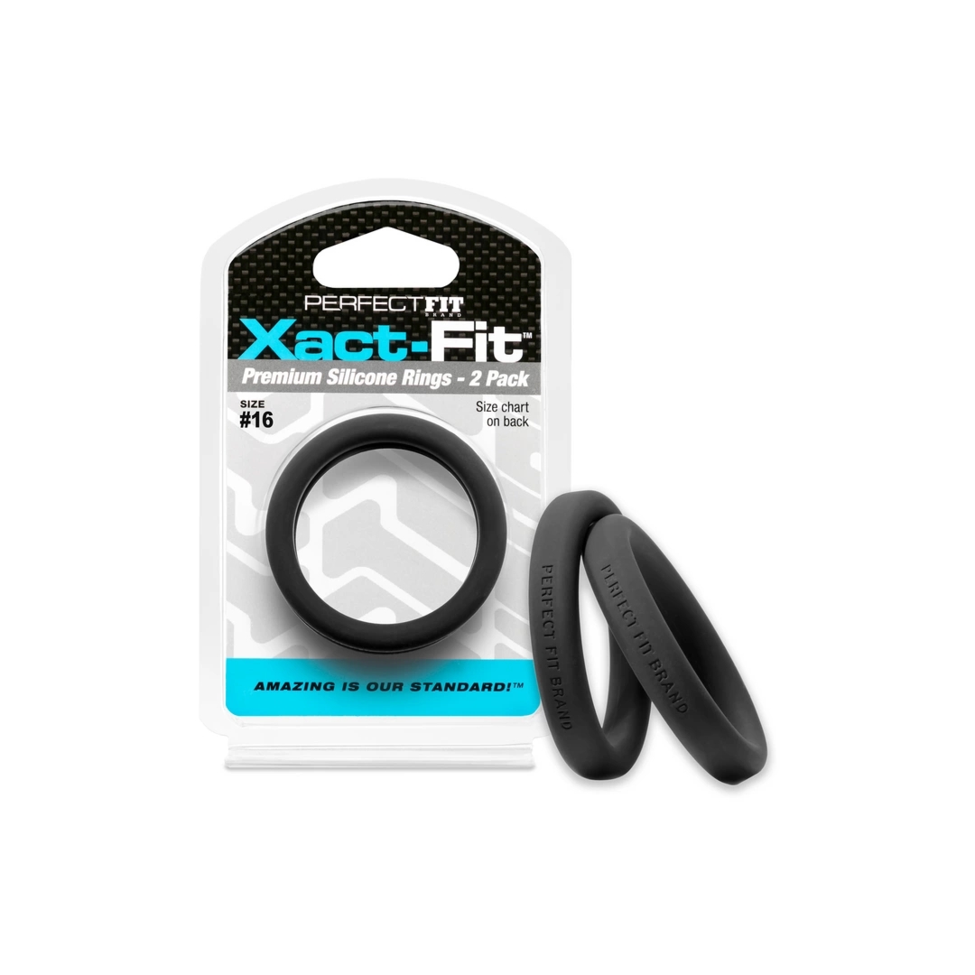Perfect Fit Brand Xact-Fit zestaw pierścieni #16, elastyczne 2 szt., precyzyjny rozmiar