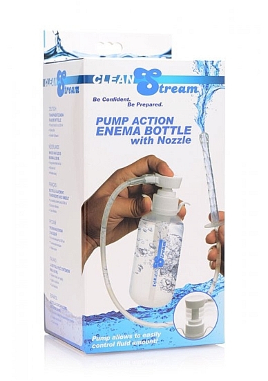 Butelka do lewatywy z pompką i dyszą - Pump Action Enema Bottle Nozzle - Przezroczysta AF535