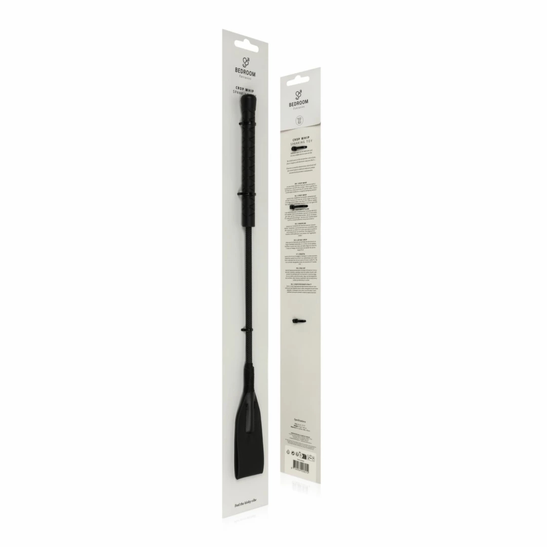 Rimba Czarna Szpicruta Skórzana z ergonomicznym uchwytem, 44 cm, ekoskóra ABS silikon