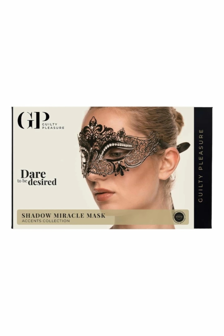 Guilty Pleasure Shadow Miracle Mask metalowa maska z kryształkami, czarna, satynowe tasiemki