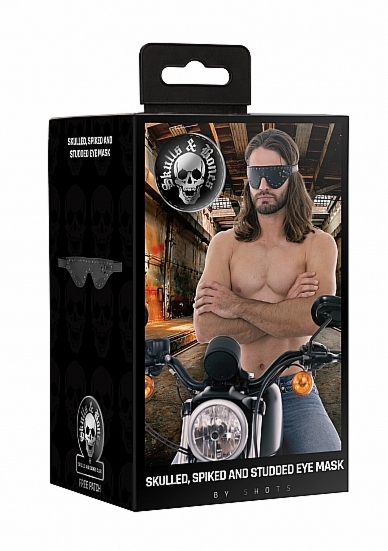 Skóra ekologiczna MASKA NA OCZY - Ouch! Skulls and Bones - Eye Mask with Skulls & Spikes - Black