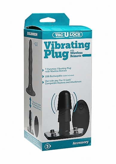 ZATYCZKA ANALNA Z WIBRACJAMI I PODSTAWĄ CZARNA 1010-50-BX - Vibrating Plug with Wireless Remote - Black