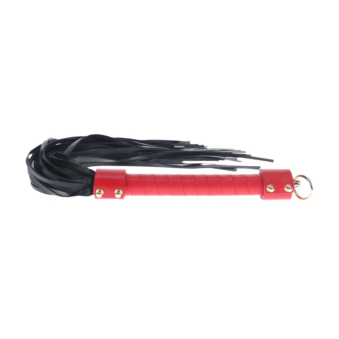 Ouch! Milan Collection Flogger Black/Red – skorzany model z designerskim wykończeniem, solidny uchwyt