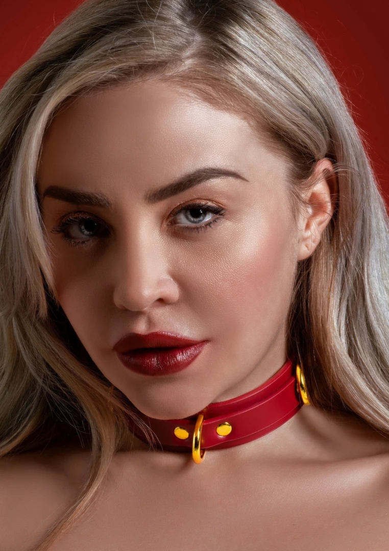 TABOOM D-Ring Collar Deluxe czarna skórzana obroża z 3 pierścieniami i regulacją