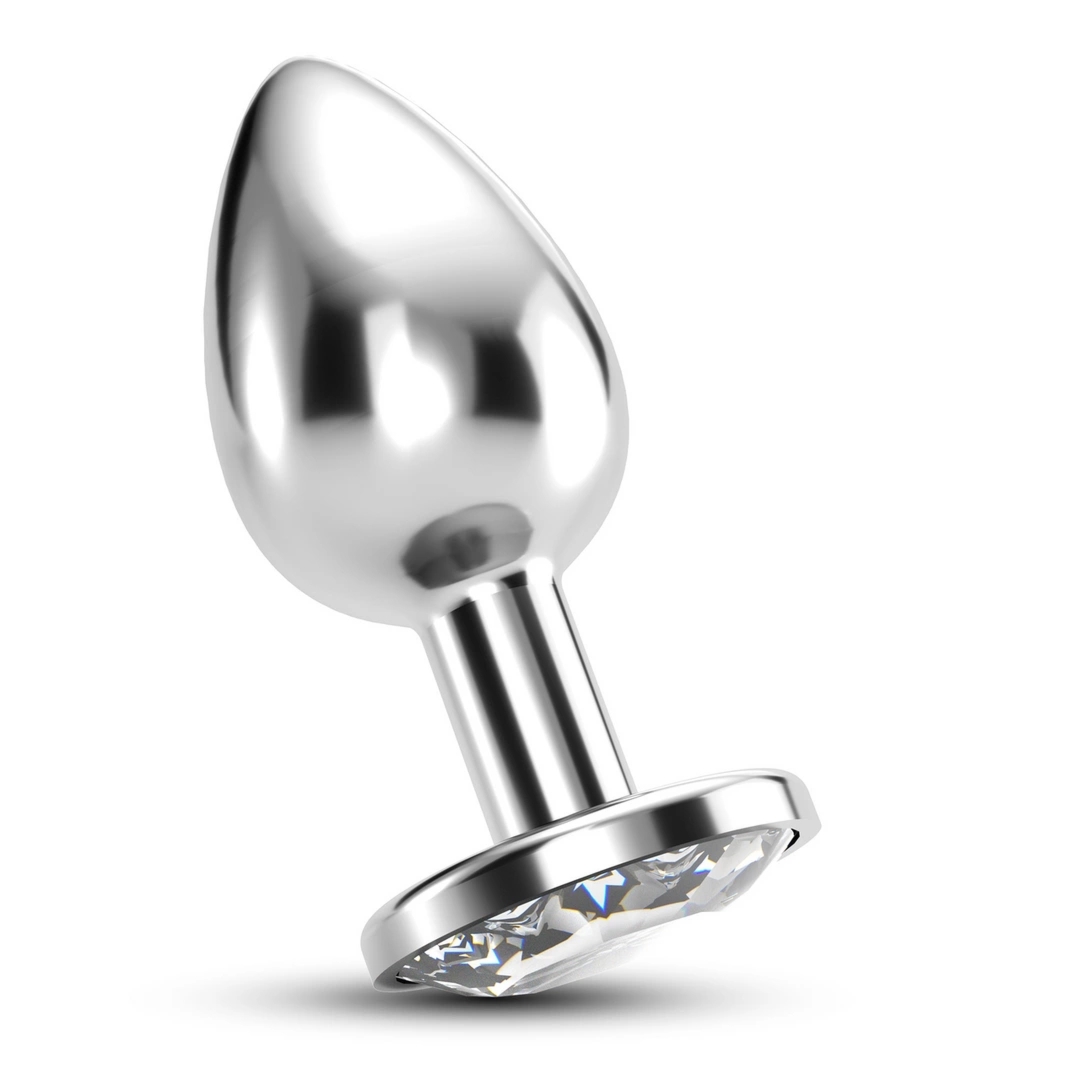 Crushious Bijou Anal Plug Large Clear – Metalowy model ozdobny z kryształem 8 cm