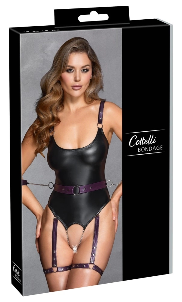 Cottelli Collection Body Bondage L czarne z mankietami, pasami i odpinanymi elementami