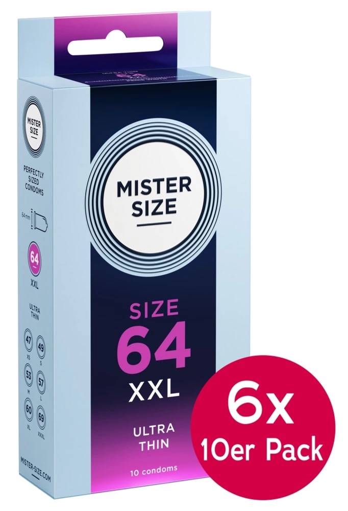 Mister Size 64mm ultra cienkie prezerwatywy 6x10 sztuk, szerokość 64 mm, lateks