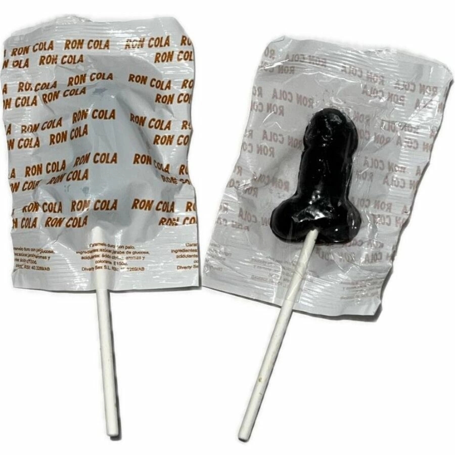 Diverty Goloso Lizak Rum & Cola 10% Alkoholu – jasnobrązowy, 5 cm, oryginalny smak, prezent imprezowy