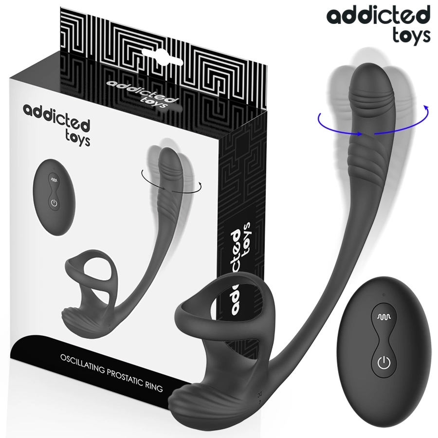 Addicted Toys Model 8435565961077 – System stymulujący z wibracją 360° i pilotem, czarny