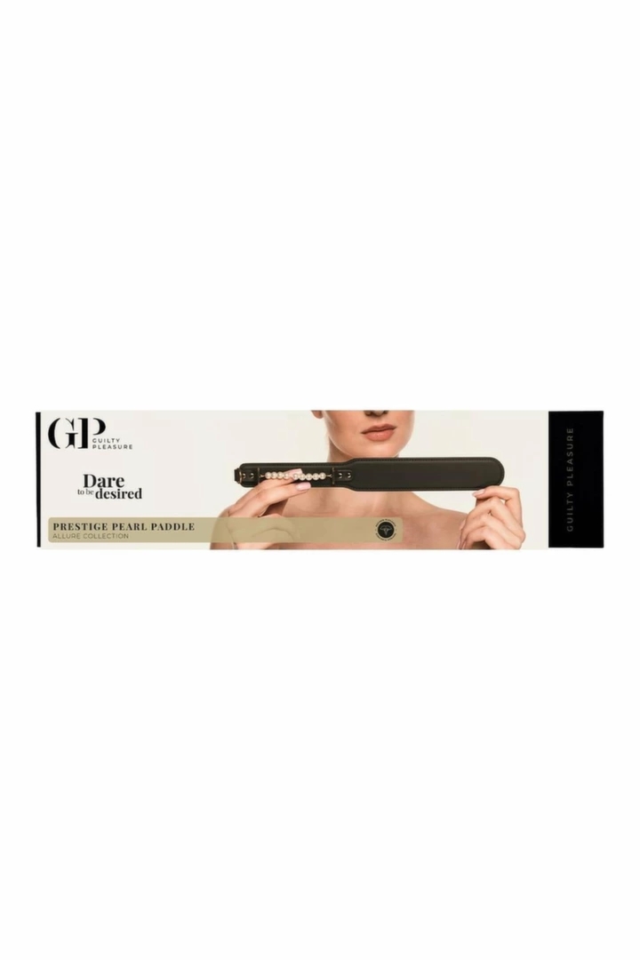 Guilty Pleasure Prestige Pearl Paddle czarna packa z perłami, vegan, złote detale, 32 cm