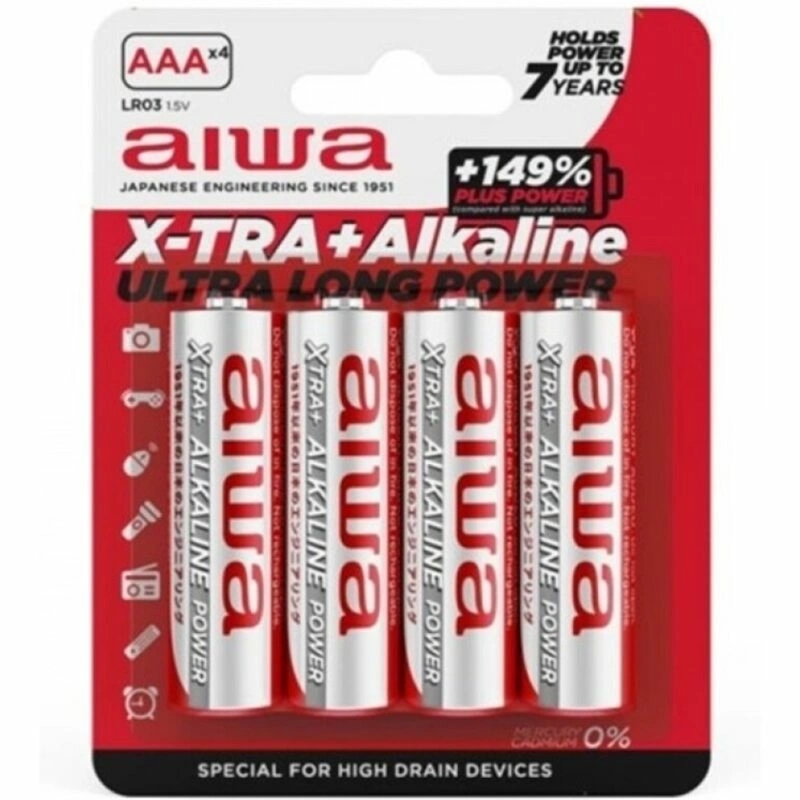 AIWA X-TRA Alkaline AAA LR03 4 szt. – wytrzymałe baterie uniwersalne do urządzeń domowych