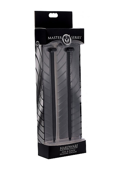 Zestaw silikonowych sond do penisa w kształcie gwoździa i śruby - czarny AF852 - Hardware Nail & Screw Silicone Sounds - Black