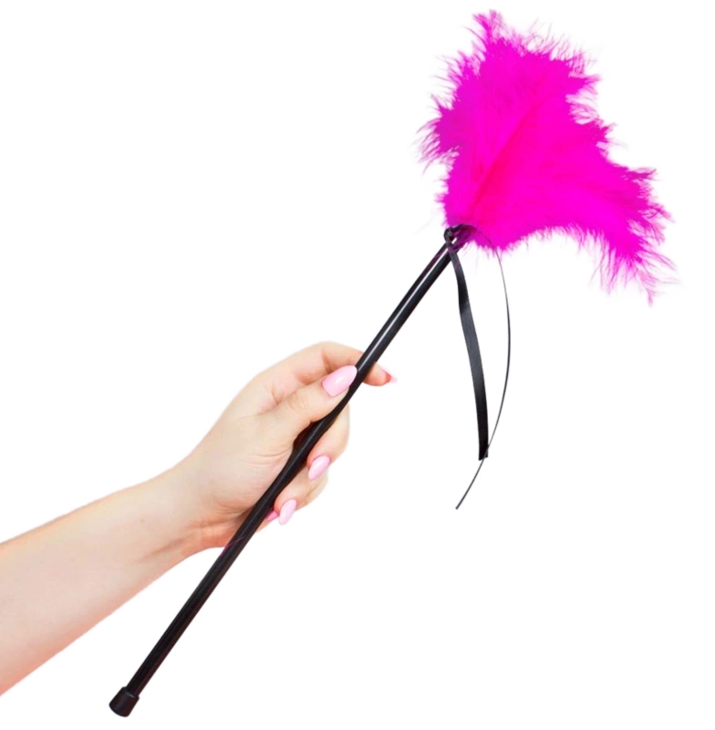 Secret Play Pióropusz z piór różowy 40 cm – lekki masażer do ciała, naturalne materiały