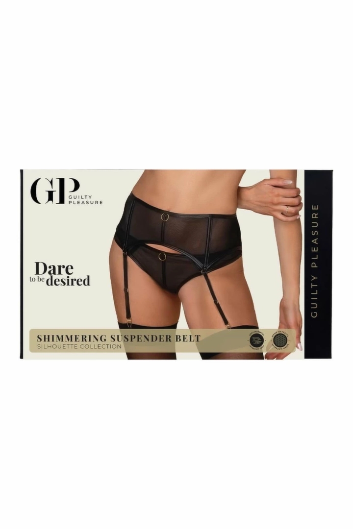 Guilty Pleasure Shimmering Suspender Belt L/XL – połyskujący pas do pończoch, wysoki stan