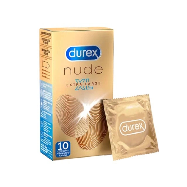 Durex Nude XL 10 szt. – ultracienkie prezerwatywy, rozmiar XL, silikonowy lubrykant